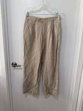 Berle Linen Pleated Trouser Beige